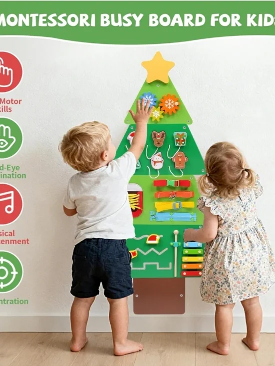Wooden Tree Wall Busy Board, Sensory Wall Panel for Kids - Picture 6 of 6